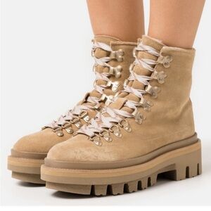 All Saints Beige Lace-Up Women's Boots